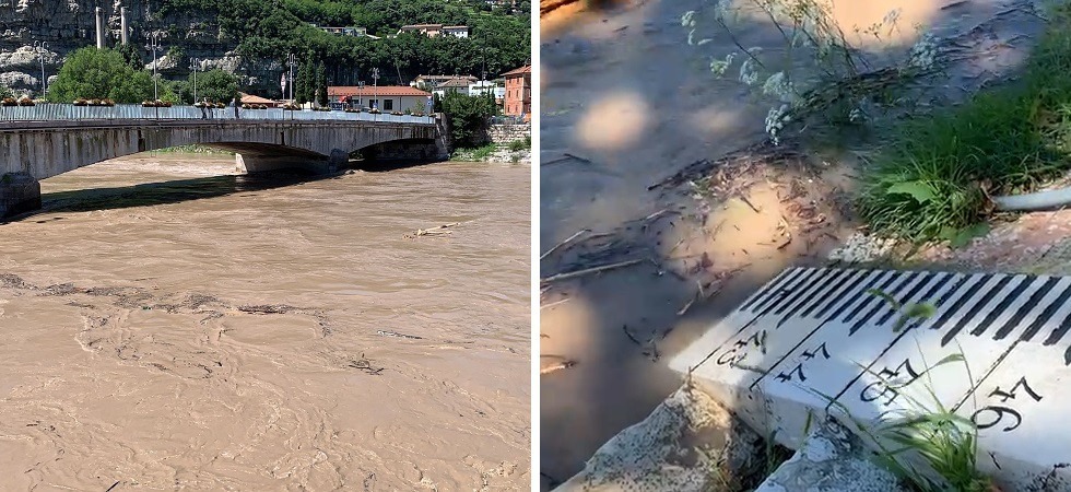 Maltempo, l'Adige in piena a Trento (VIDEO e FOTO): in allerta i vigili del fuoco che monitorano la situazione sugli argini